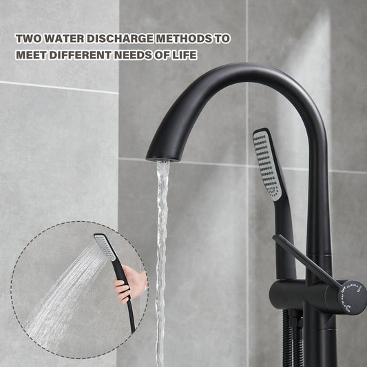 Single-Handle Freestanding Tub Faucet with Handheld Shower in. Matte Black