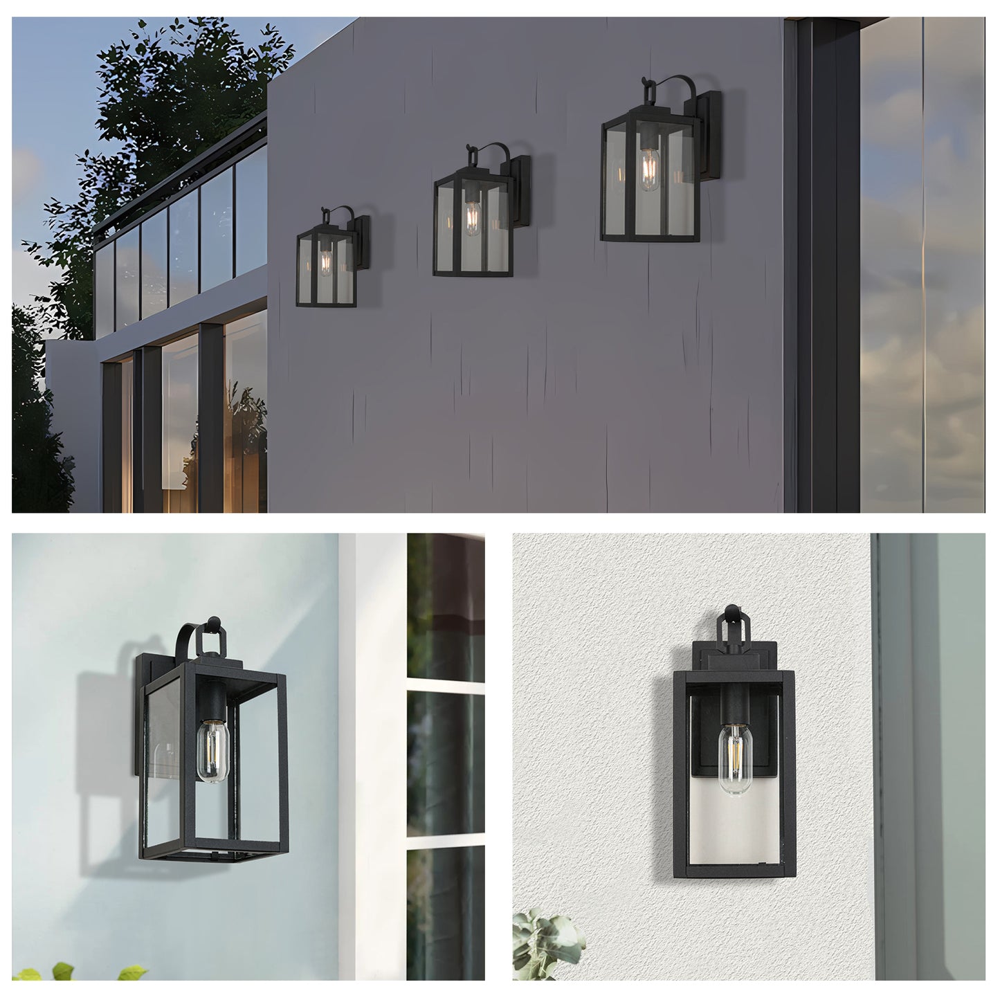 " 1-Light Matte Black Sensing Outdoor Hardwired Wall Sconce with No Bulb Included"