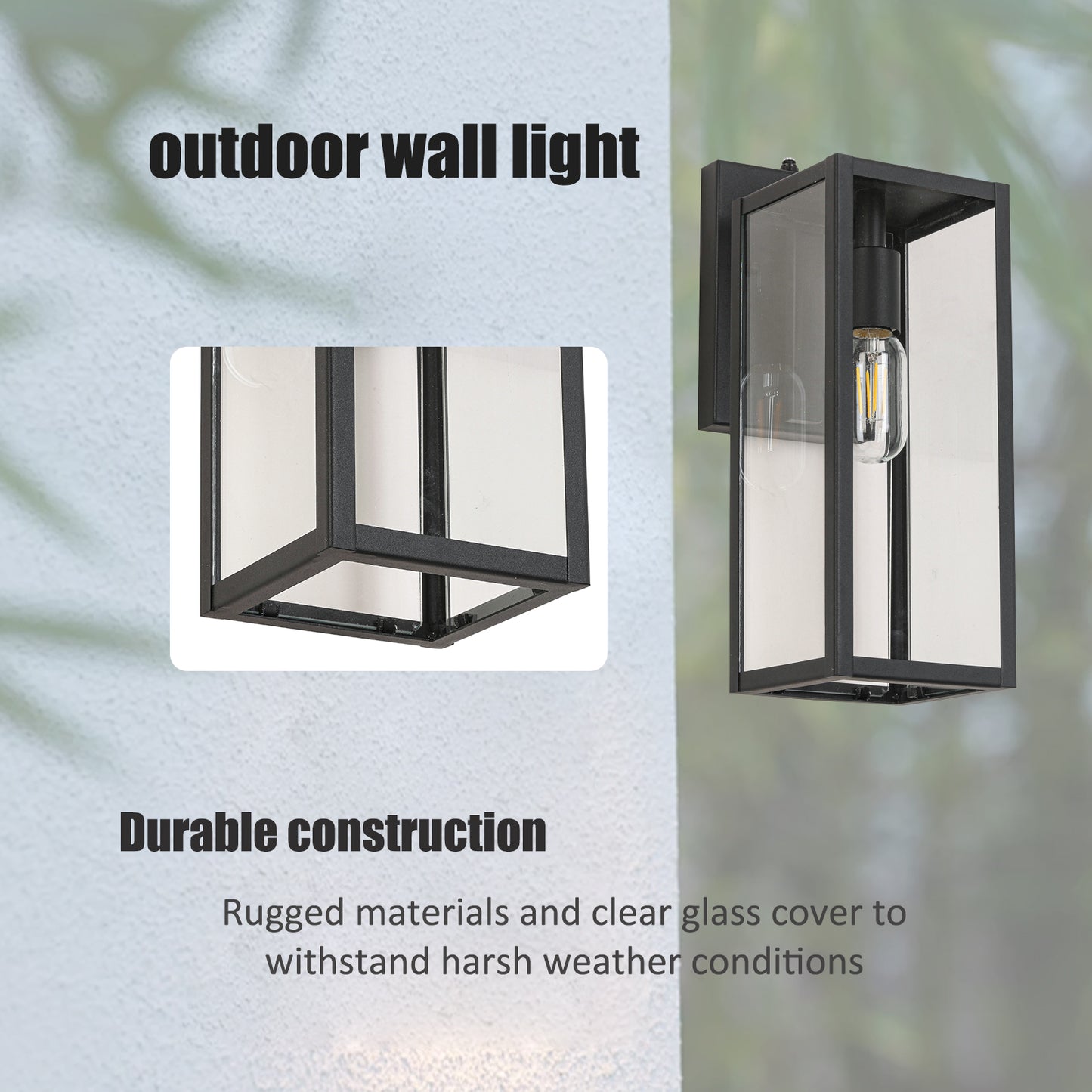Dusk to Dawn Sensor Outdoor Wall Lantern Wall Sconce, Waterproof Outdoor Wall Lamps, Outdoor Wall Light, Matte Black