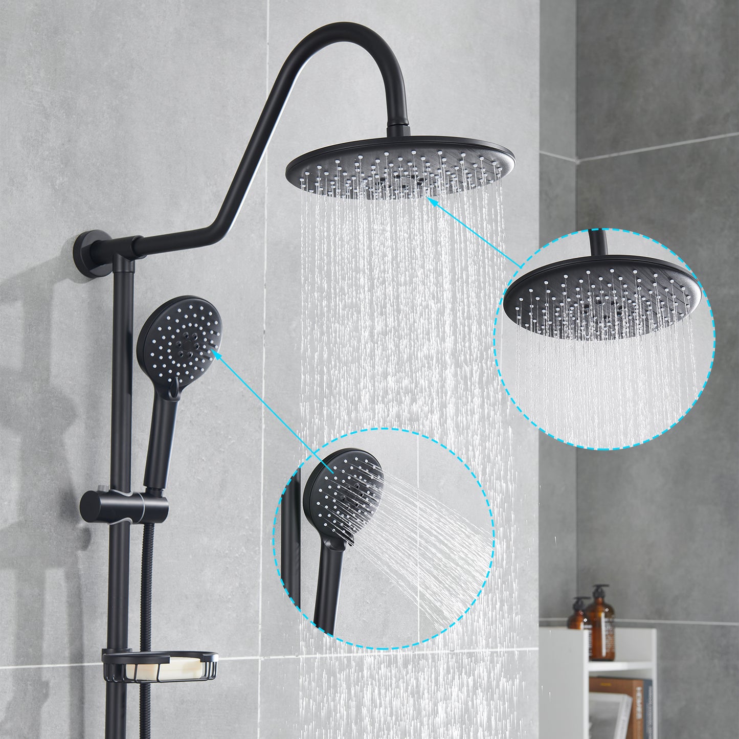 Wall Bar Shower Kit 1-Spray 7.85 in. Round Rain Shower Head with Hand Shower in Oil-Rubbed Bronze