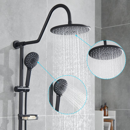 Wall Bar Shower Kit 1-Spray 7.85 in. Round Rain Shower Head with Hand Shower in Oil-Rubbed Bronze