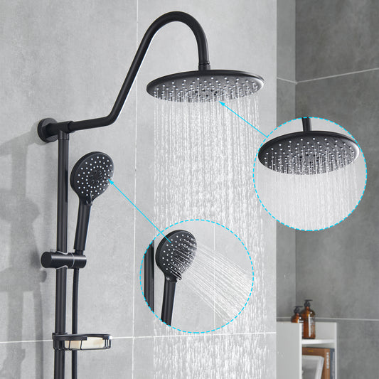 Wall Bar Shower Kit 1-Spray 7.85 in. Round Rain Shower Head with Hand Shower in Oil-Rubbed Bronze