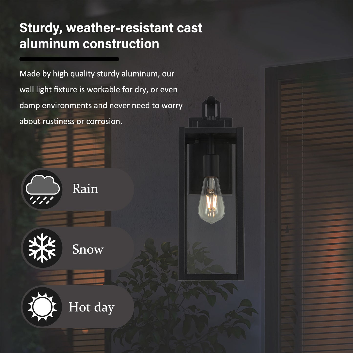 1-Light Matte Black Sensing Outdoor Hardwired Wall Sconce with No Bulb Included