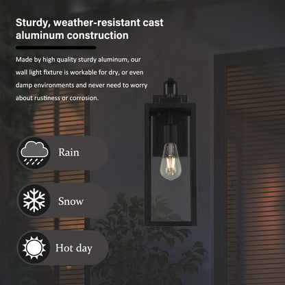 1-Light Matte Black Sensing Outdoor Hardwired Wall Sconce with No Bulb Included