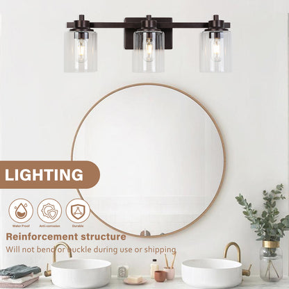 Vanity light 23-in 3-Light Oil-Rubbed Bronze Industrial Vanity Light