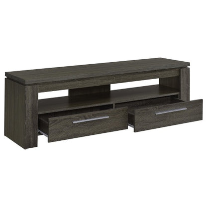 Weathered Grey 59 Inch Transitional TV Console with 2 Drawers for 64 Inch TV