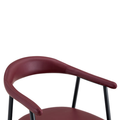 PU Leather Dining Chairs with Black Metal Legs, Set of 4, Reddish Brown