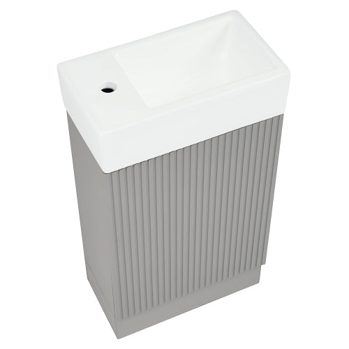 18.6" Bathroom Vanity with Sink, Bathroom Vanity Cabinet with Two-tier Shelf, Left or Right Orientation, Grey (Old Sku:WF308491AAE)