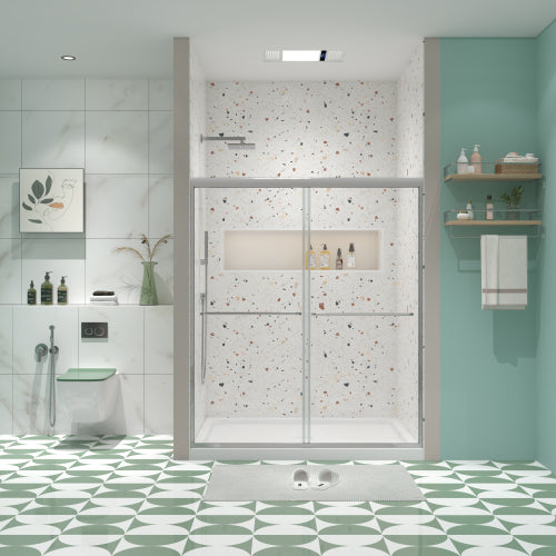 Bypass shower door, sliding door, with 1/4" tempered glass and Chromed finish 44-48"x70"