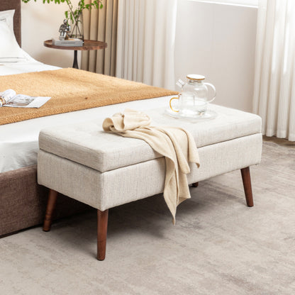 Storage Bench with Storage Bench for Bedroom End of Bed Bench Foot of Bed Bench Entryway Bench Storage Ottoman Bench 43.7inch  W x 18.1inch  D Off White Bench