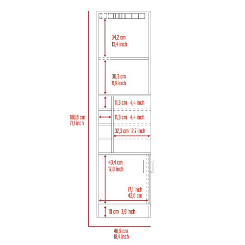 Bar Cabinet, Eight Bottle Cubbies, Two Large Open Shelves