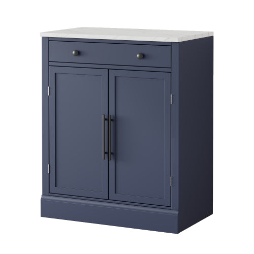 Modern Freestanding Kitchen Pantry,Buffet Food Storage, Coffee Bar Cabinet with Drawer, 2 Adjustable Shelves and 2 Door Shelves for Dining, Kitchen, Blue