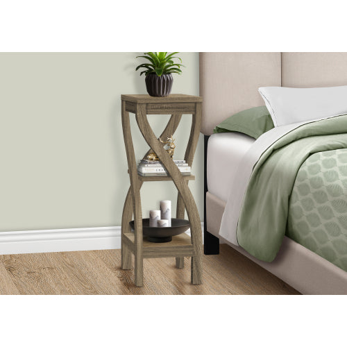 32 Inch 3-Tier Square Accent Table, Dark Taupe Laminate