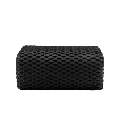 Black Flannelette Modular Ottoman, Ready-to-Use Upholstered Footrest Stool with Anti-Slip Buckle Base