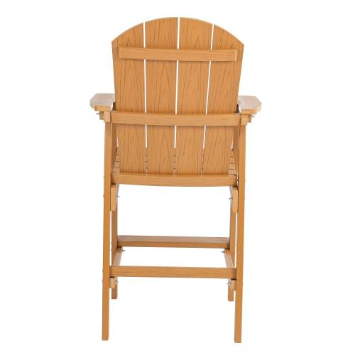 Lounge chair teak color, suitable for all seasons: Outdoor lounge chair, made of sturdy HIPS material, equipped with 304 stainless steel accessories.