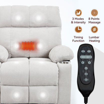 Beige Dual Motor Infinite Position Up to 350 LBS Chenille Power Lift Recliner Chair