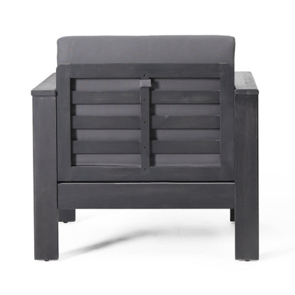 Acacia Wood Outdoor Loveseat and Coffee Table Set with Cushions, Dark Gray