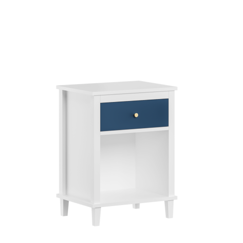 26.77''H Wooden Nightstand with One Drawer One Shelf for Kids, Adults, Navy+Golden handle