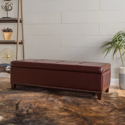 Ottoman with Storage, 51 Inch Large Ottomans Storage Bench, Upholstered End of Bed Bench with Hinged Lid, Long Foot Rest Stool for Living Room Bedroom