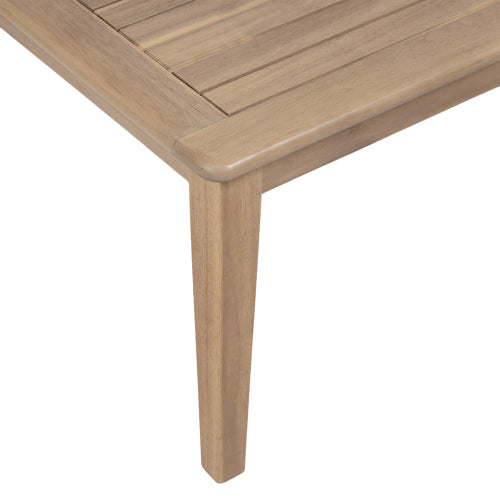 Outdoor Acacia Wood Loveseat with Coffee Table, Light Teak Frame, Beige Cushion