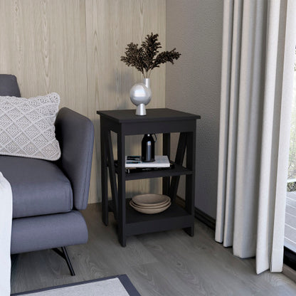 3-Tier End Table with Open Storage Shelves, Modern Side Table Nightstand for Living Room Bedroom Small Space