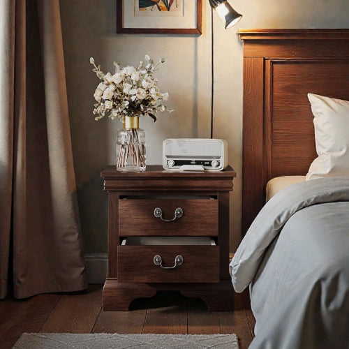 22inch x 16inch x 22.7inch Classic Wooden Nightstand-Cherry