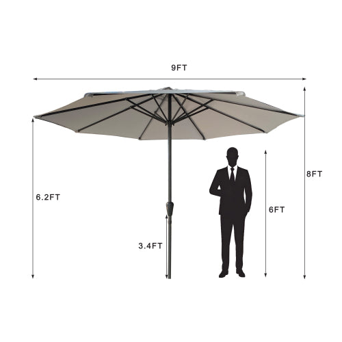 Outdoor Patio Aluminum Umbrella, Outdoor Table Umbrella,Market Umbrella with 8 Sturdy Ribs