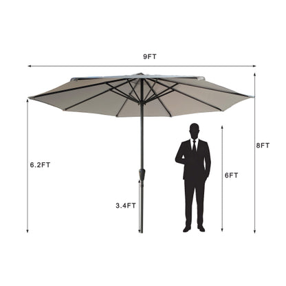 Outdoor Patio Aluminum Umbrella, Outdoor Table Umbrella,Market Umbrella with 8 Sturdy Ribs