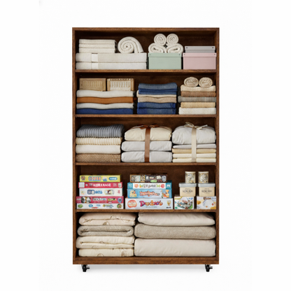 5 Drawer Dresser on Wheels Rustic Brown Rolling Chest of Drawers Mobile Storage Cabinet for Bedroom Closet, Wide Drawer Organizer, 30.71" W x 15.75" D x 44.49" H