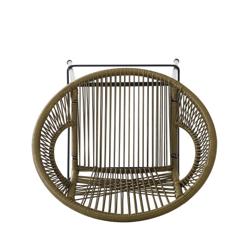 Ferrara Outdoor Patio Green Faux Wicker Barstool, Set of 2