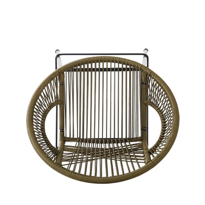 Ferrara Outdoor Patio Green Faux Wicker Barstool, Set of 2