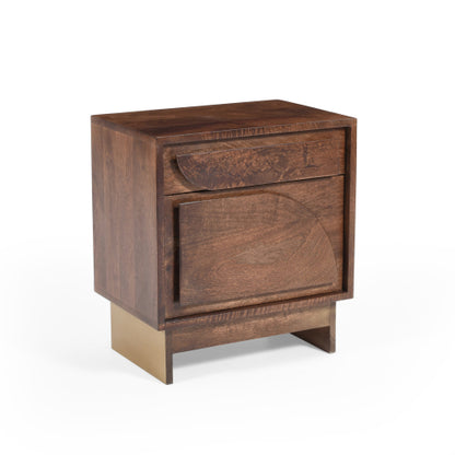 Wood Nightstand with 1 drawer,Walnut Finish