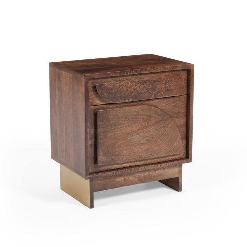 Wood Nightstand with 1 drawer,Walnut Finish