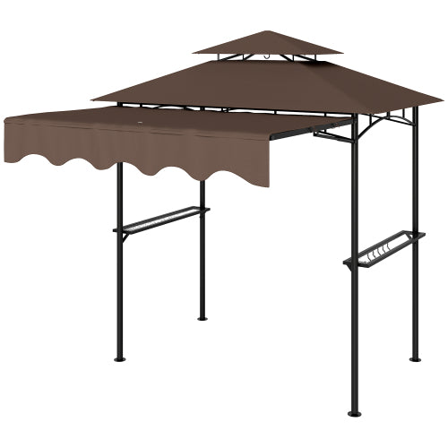 Outdoor Grill Gazebo 8' x 5' Gazebo Shelter with Side Awning