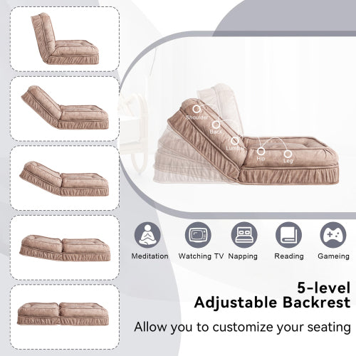 Human-Size Upholstered Dog-Style Floor Sofa,5-Position Adjust & Massage Pillow