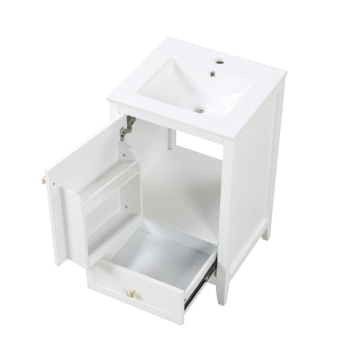 20" Bathroom Vanity with Sink, Bathroom Cabinet with Soft Closing Door, Storage Rack and A Drawer, White(Old SKU:N725P185452K)
