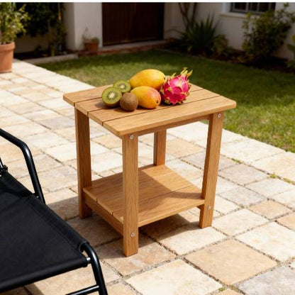 Wood-grain imitation wood side table, simple yet with a touch of texture. A small tabletop for outdoor picnics.