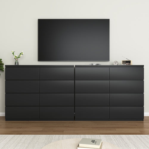 8 Drawers Dresser for Bedroom, Wood Bedroom Dresser Modern Drawer Chest, 8 Chest of Drawer, Tall Dresser for Closet, Dressers Organizer for Living Room, Closet,Black
