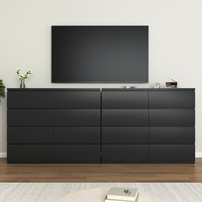 8 Drawers Dresser for Bedroom, Wood Bedroom Dresser Modern Drawer Chest, 8 Chest of Drawer, Tall Dresser for Closet, Dressers Organizer for Living Room, Closet,Black