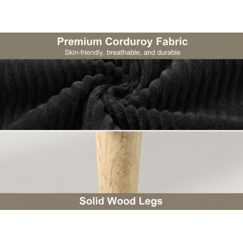 32 inch Corduroy Storage Ottoman Bench with Flip Top & Wood Legs