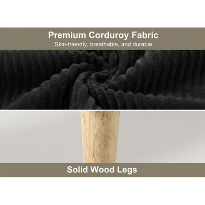 32 inch Corduroy Storage Ottoman Bench with Flip Top & Wood Legs