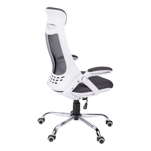 Office Chair, Adjustable Height, Swivel, Ergonomic, Armrests, Computer Desk, Work, Grey Mesh, Chrome Metal, Contemporary, Modern