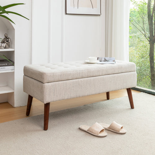 Storage Bench with Storage Bench for Bedroom End of Bed Bench Foot of Bed Bench Entryway Bench Storage Ottoman Bench 43.7inch  W x 18.1inch  D Off White Bench