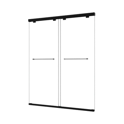 6076 Inch North American Frameless Double Sliding Matte Black Shower Door With Adjustable Soft Closing Function 8mm Tempered Glass With Nano Easy Cleaning And Stick Explosion-proof Menbrance
