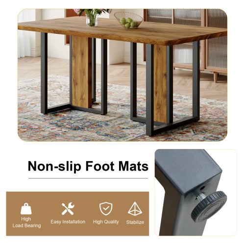Wood Grain MDF Dining Table with Metal Frame