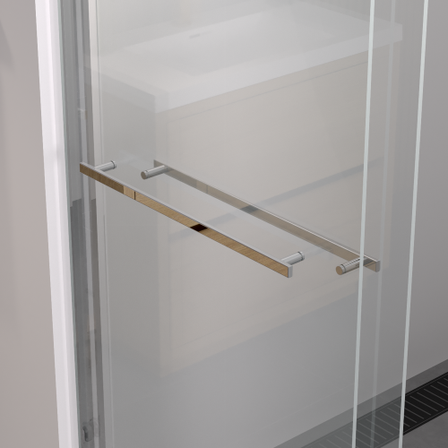 56-60"x74" Aluminum Frame Double Sliding Shower Door,Bypass Bathroom Sliding Door with Premium 1/4" (6mm) Clear Tempered Glass, Chrome Hardware Sliding Glass Shower Enclosure,Chrome Finished