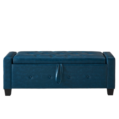 48'' Storage Ottoman Bench Tufted Faux Leather Upholstered Bench with Storage