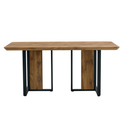 Wood Grain MDF Dining Table with Metal Frame