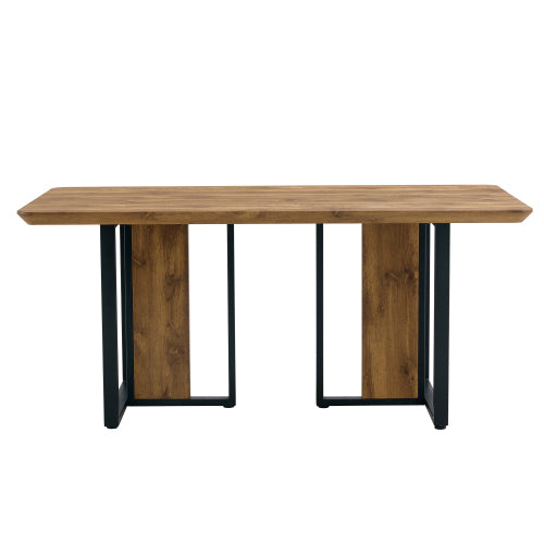 Wood Grain MDF Dining Table with Metal Frame