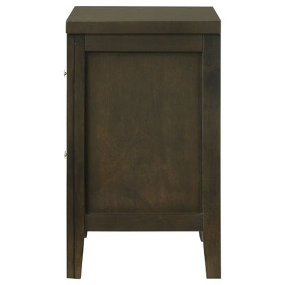 Dark Cocoa 2-Drawer Wood Nightstand with Nickel Hardware